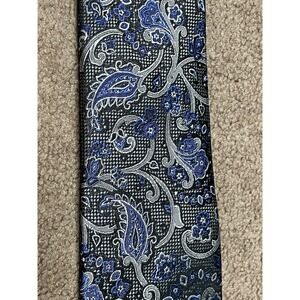 Joseph Abboud Blue Silver Paisley Silk Tie New Tags 3" designer